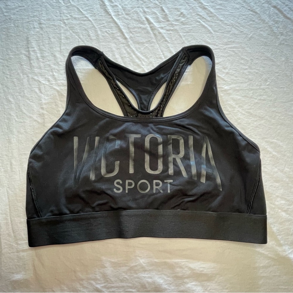 Victoria's Secret Sport Women’s Large Black Sports Bra Racerback Workout Yoga